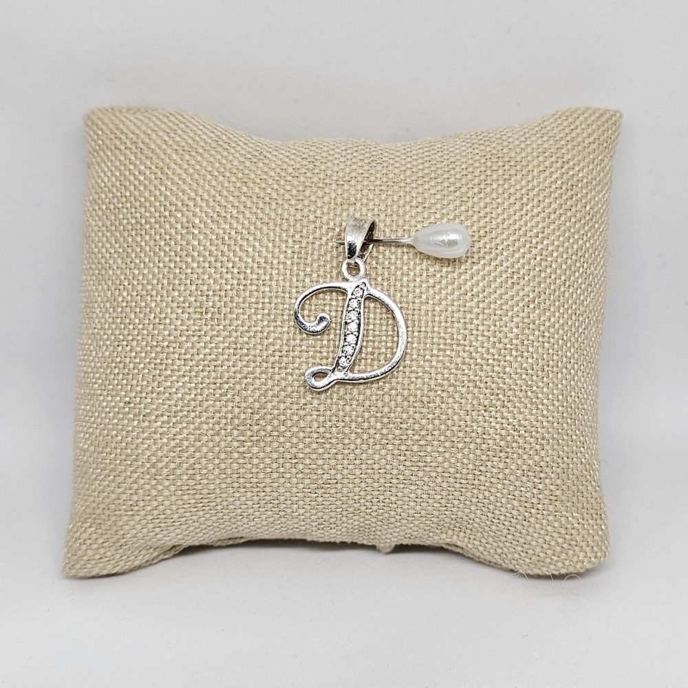 Sterling Silver 925 Letter D Initial Pendant Charm